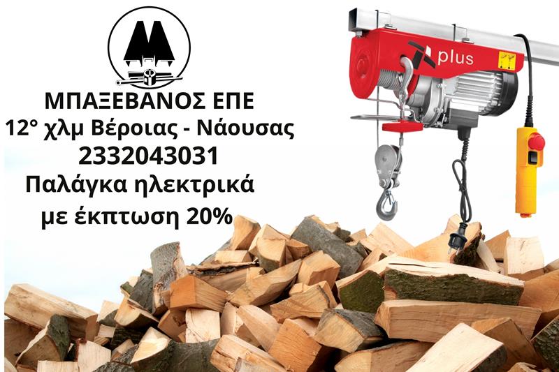 Λύστε το πρόβλημα της μεταφοράς των ξύλων ή των φορτίων σας με ηλεκτρικά παλάγκα ανύψωσης από την ΜΠΑΞΕΒΑΝΟΣ Ε.Π.Ε.