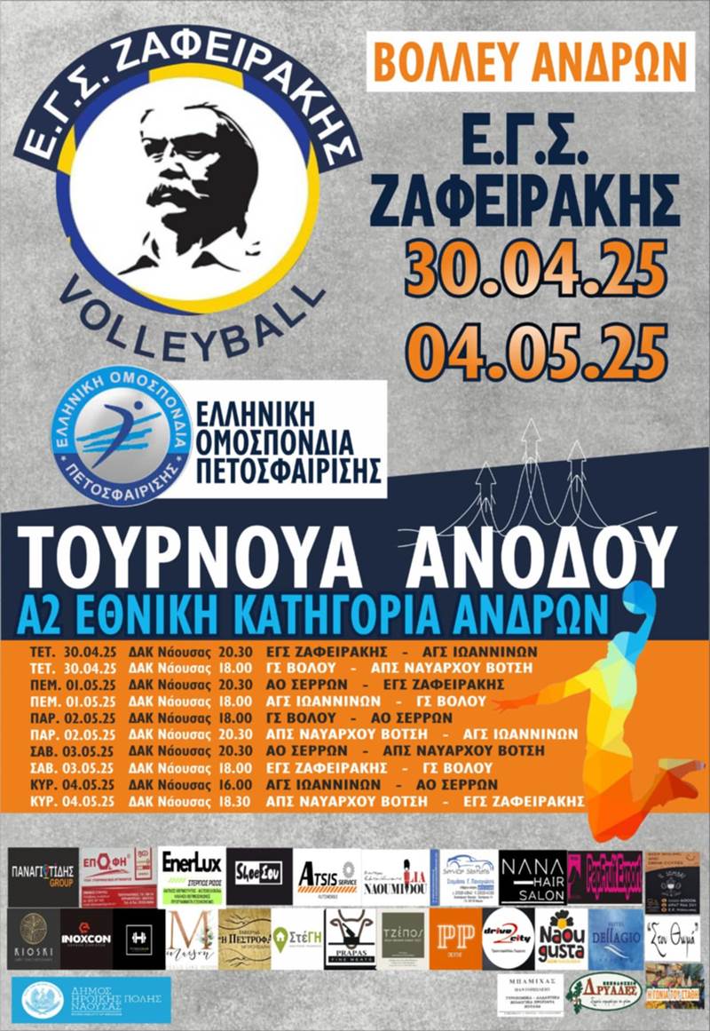  Η Ανδρική Ομάδα Πετοσφαίρισης του Ζαφειράκη Νάουσας Διεκδικεί την Άνοδο στην Α2 Κατηγορία