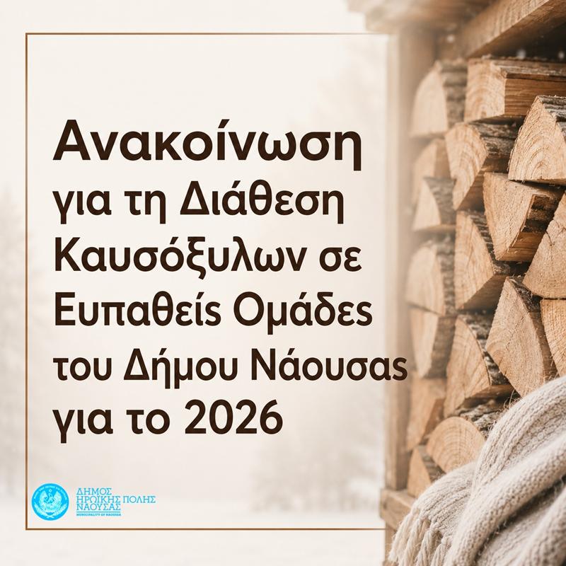 Διαθεση καυσοξυλων σε ευπαθεις ομαδες του Δημου Ναουσας για το 2026
